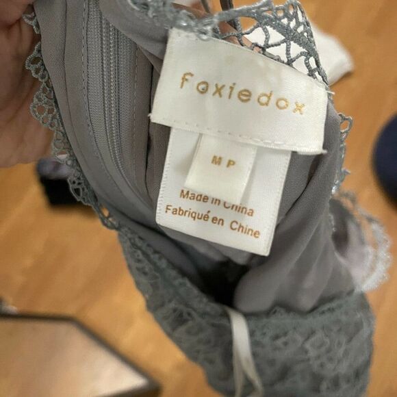 Anthropologie foxie dox blue lace halter mini dress size medium petite - Picture 6 of 8